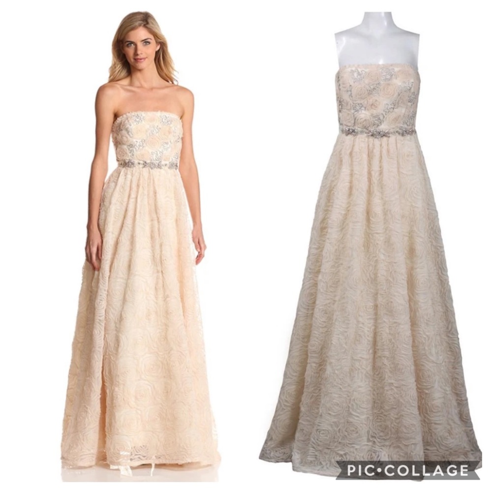 Adrianna Papell strapless rosette ball Gown - Picture 7 of 16